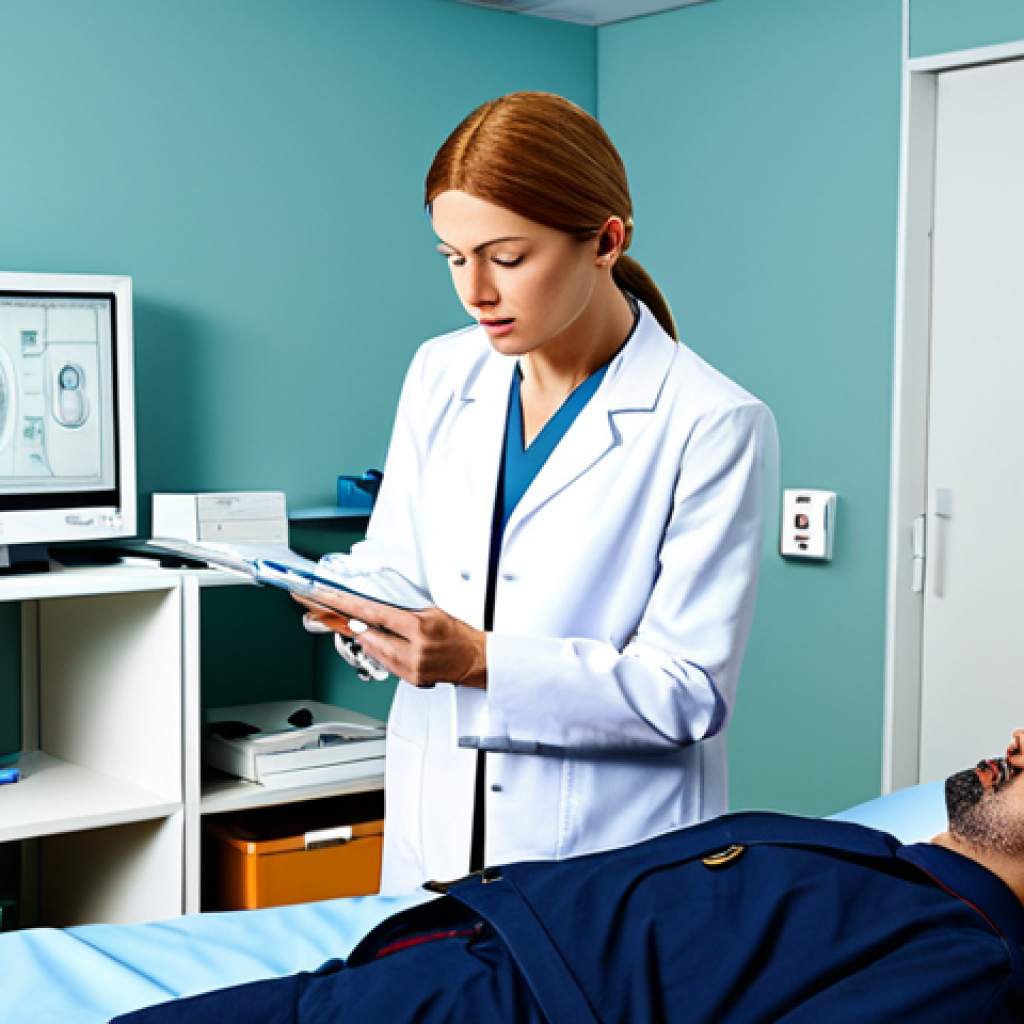 갑작스러운 어지럼증과 귀 질환 관계 - Doctor Examining Patient with Vertigo**
"A doctor in a clinic examining a patient complaining of di...