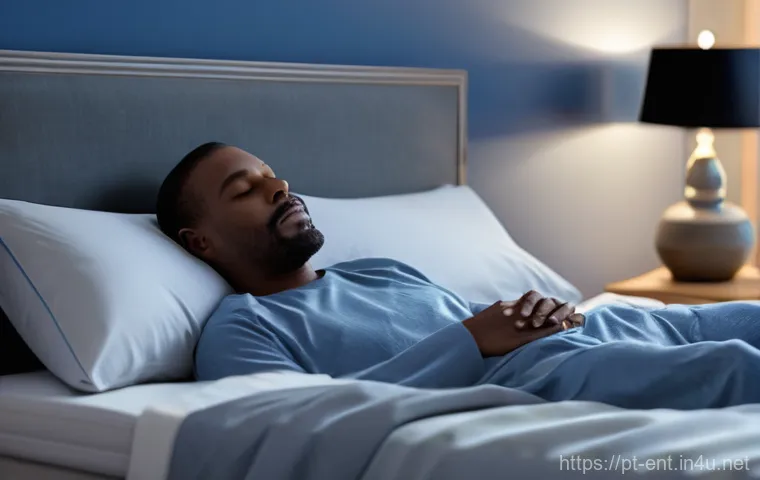 수면 무호흡증 치료 방법과 기기 비교 - Image Prompt 1: The Peaceful Night with a Mandibular Advancement Device (DAM)**