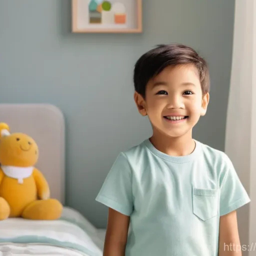 소아 비염 완화를 위한 천연 요법 - **Prompt:** A cheerful child, approximately 6-7 years old, dressed in comfortable, light play clothe...