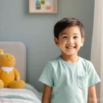 소아 비염 완화를 위한 천연 요법 - **Prompt:** A cheerful child, approximately 6-7 years old, dressed in comfortable, light play clothe...